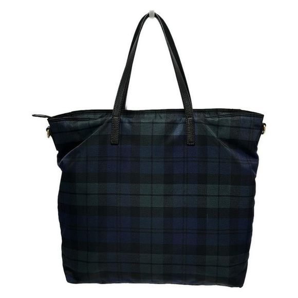 Prada Tote Bag - Black X Navy X Multi Plaid Leather - Picture 3 of 8